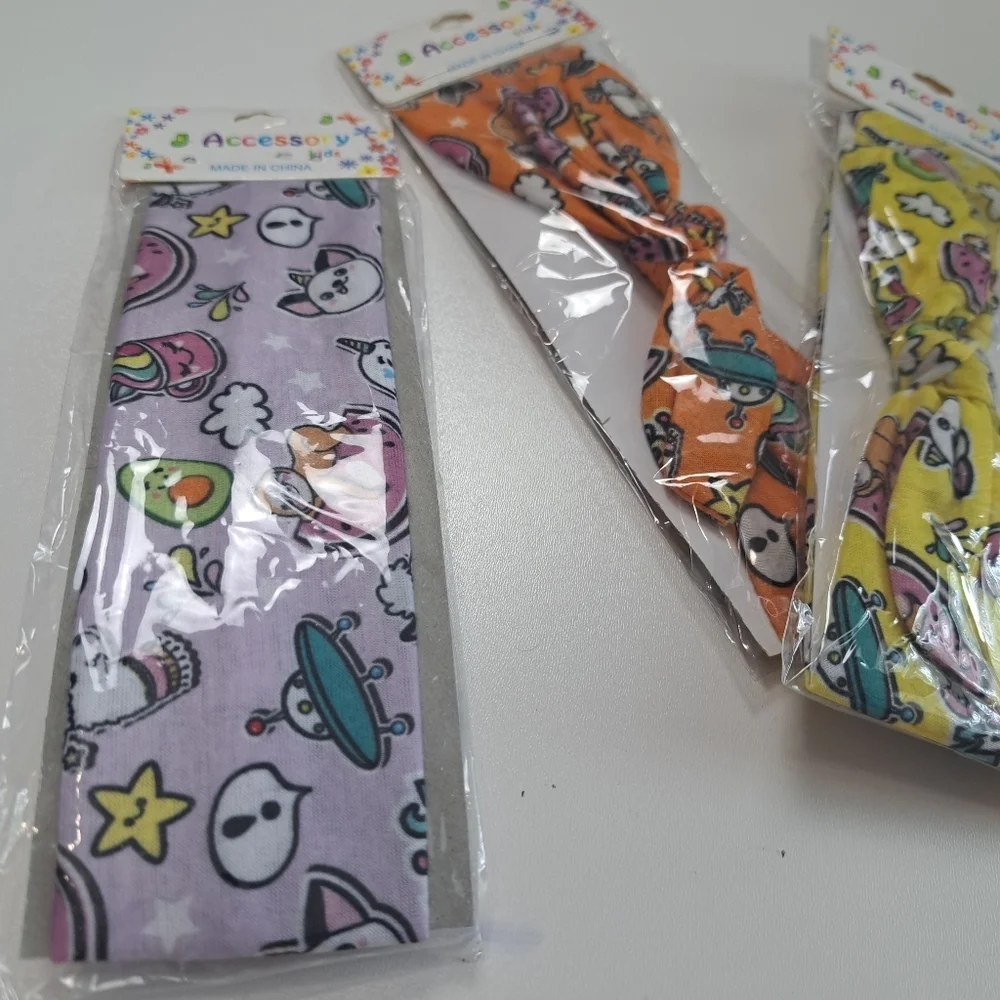 Pack of‎ 3 <<>>Elastic fabric headband for girls with crossed front